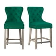 thumbnail image 5 of WestinTrends Wordford 24" Tufted Velvet Counter Stool (Set of 2), Antique Gray/ Dark Green, 5 of 11