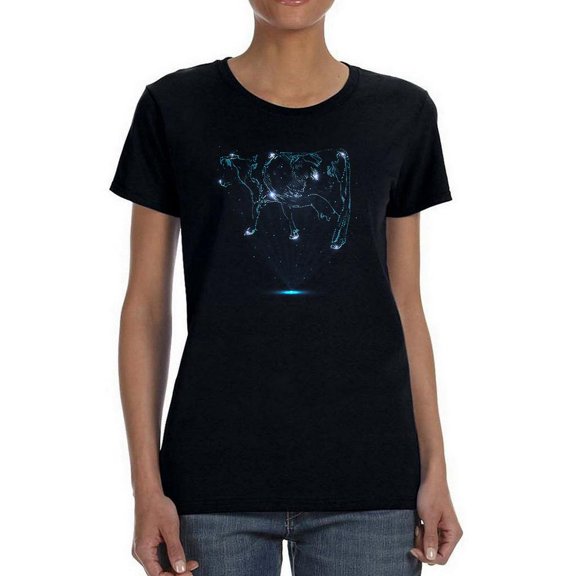 Neon Cow Hologram Shaped T-Shirt Women -Image by Shutterstock, Female XX-Large