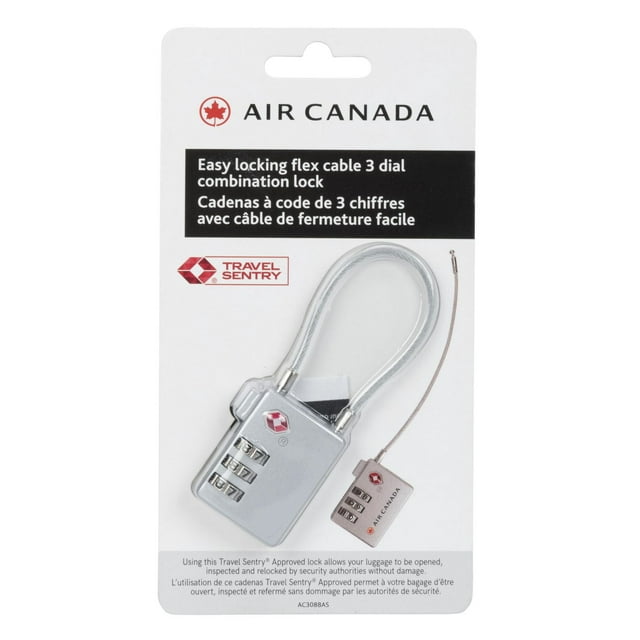 Air Canada Travel Sentry Flex Cable 3 Dial Combination Lock