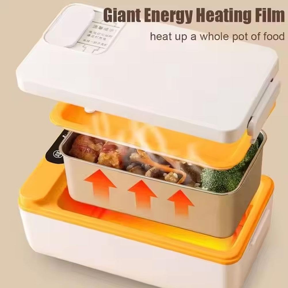 Cordless Electric Lunch Box, 1.2L Self Heating Lunch Boxes with Automatic Heating, 12000mAh Rechargeable Portable Food Warmer with 65 Degree Constant Temperature Heating, for Office,Outdoors (White)