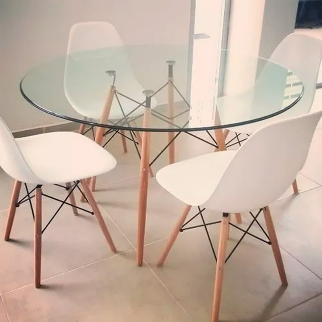Heavenly Collection | Eiffel Glass Dining Table 36” Diameter for Dining Rooms or Outside Spaces