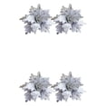 thumbnail image 2 of Monstrate 2 piezas 25 cm brillo Poinsettia Navidad flores artificiales de franela Plata 2Conjunto, 2 of 6