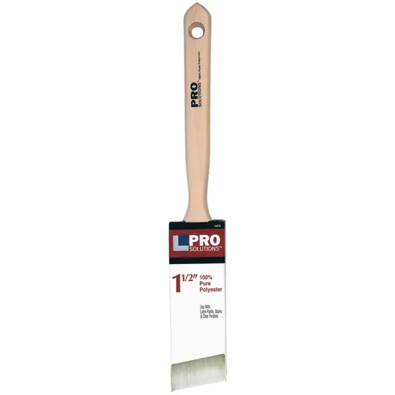 12-Pack of 1-1/2” Pro Solutions 24215 Polyester Paint Brush Angle Sash, Standard Handle