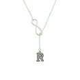 thumbnail image 2 of Delight Jewelry Black Nickeltone Crystal Initial - R - Beaded Border - Silver tone Elegant Infinity Lariat Necklace, 2 of 4