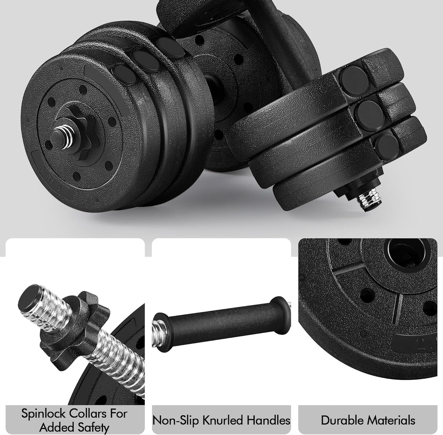 Yaheetech Adjustable Dumbbells Weight Set Dumbbell Weights Exercise & Fitness Equipment w/ 4 Spinlock Collars for Women & Men Home Gym Strength Training  55 pounds