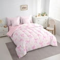 thumbnail image 3 of Feelyou Fashion Bow-tie Teens Bedding Comforter Set 7pcs, Princess Pink Queen Bedding Sets, 3 of 8