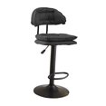 thumbnail image 2 of Taburete de bar, taburete alto, altura ajustable con respaldo, taburete de mostrador moderno de cuero PU, silla alta para isla de cocina del hogar Pedal de pierna negra, 2 of 8