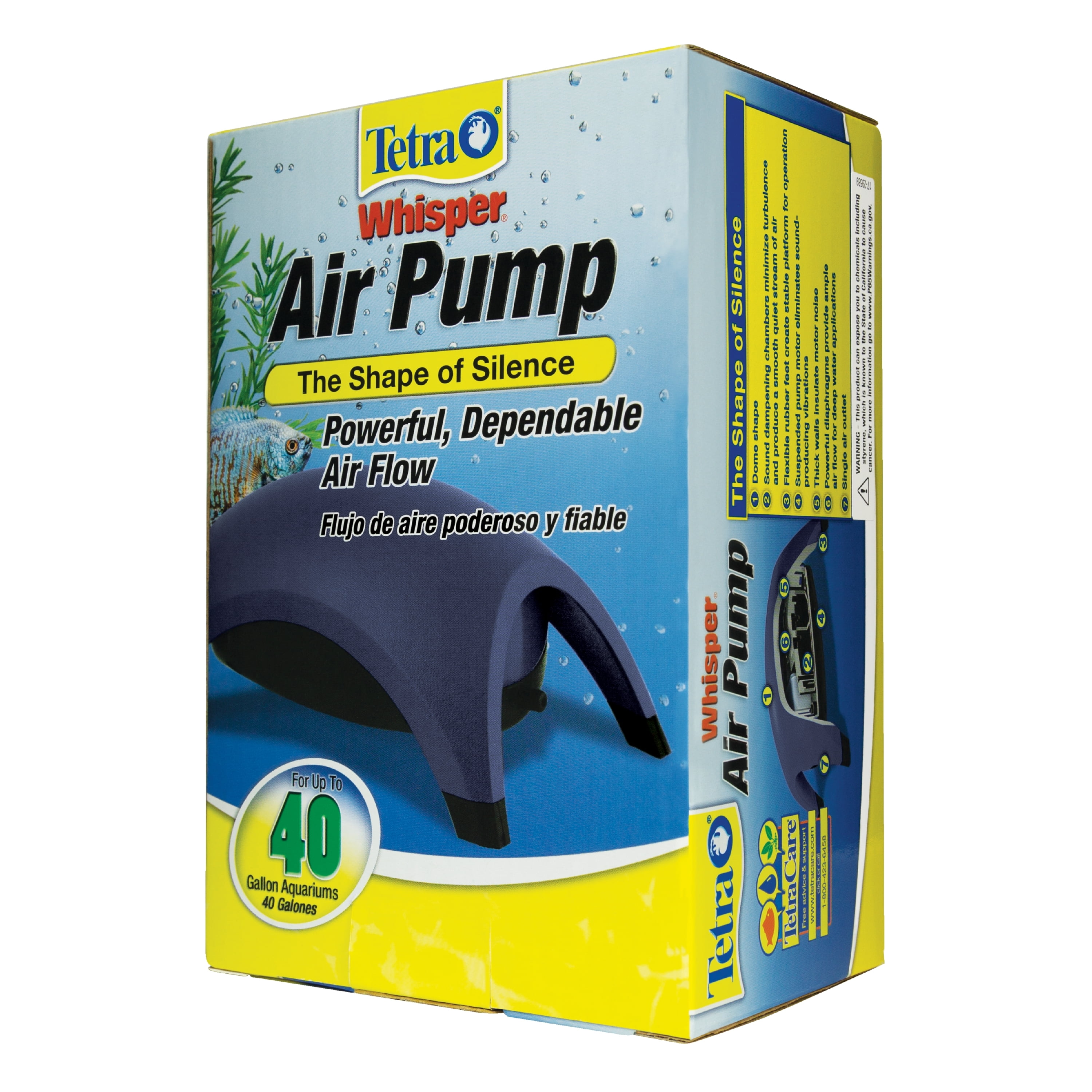 Tetra Whisper Air Pump for Aquariums 20 to 40 Gallons, Powerful Airflow, Non-UL Listed