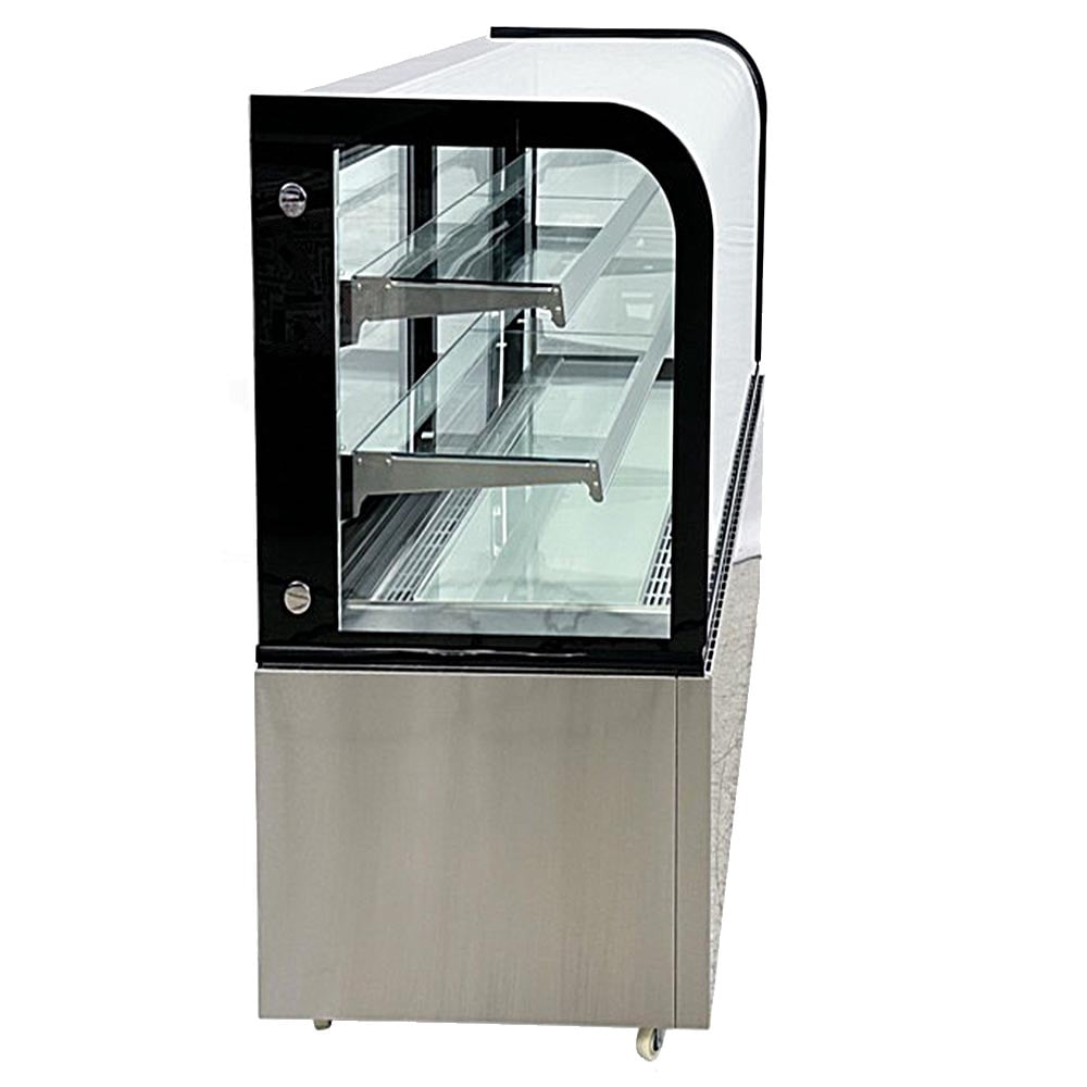 60" Commercial Refrigerated Bakery Display Case, Curved Glass Cake Showcase Refrigerator, LED Lighting, ETL