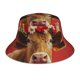 thumbnail image 1 of Balery White And Red Daisy Cow Sombreros para el sol para hombre y mujer, sombrero de pescador con UPF 50+, 1 of 6