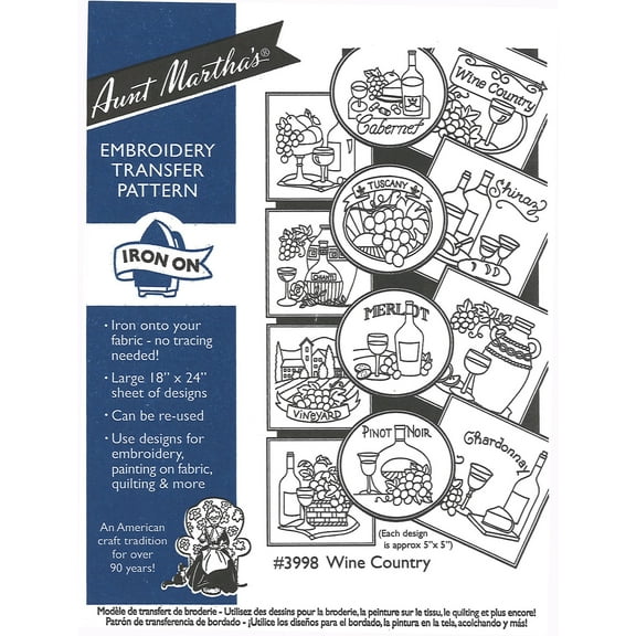Aunt Martha's Wine Country 3998 iron on embroidery pattern