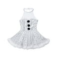 thumbnail image 3 of iEFiEL Girls Christmas Snowman Costume Velvet Puff Sleeves Ballet Tutu Dress Leotard A-White 4, 3 of 7