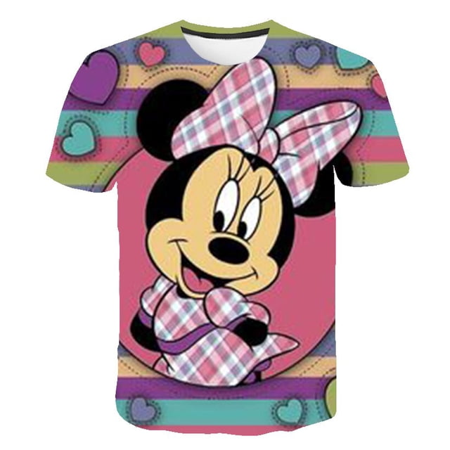 Camisetas de dibujos animados de Disney Mickey Mouse disfraces niñas 2023 las nuevas camisetas de verano ropa de moda de manga corta Casual Tee-Shirt14T Gao Jinjia LED