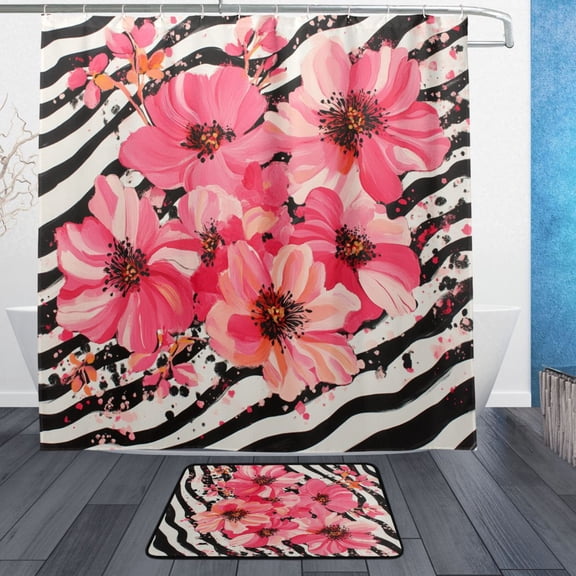 BZSMCE Shower Curtain and Bath Accessory Set,Blossom Serenade Pattern