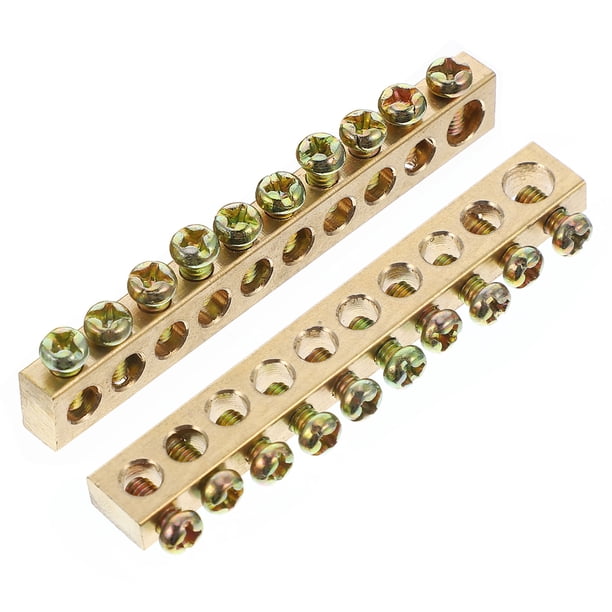 GOOHOCHY Dispositivo de barra de neutro de cobre con terminal de tornillo de cable de distribución de 4 piezas de 10 orificios
