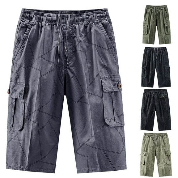Xunlbb Men's Shorts Clearance Cargo Shorts for Men, Mens Fashion Sports Multi-Pockets Casual Summer Elastic Waistband Half Short Pants, XL-6XL