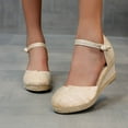 thumbnail image 3 of Espadrilles à Bride Cheville Bout Fermé pour Femmes Sandales Compensées de Loisirs, 3 of 7