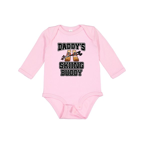 Inktastic Daddys Skiing Buddy Kids Skis Boys or Girls Long Sleeve Baby Bodysuit