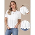 thumbnail image 2 of DARING DIVA Women's Crochet Knit Top Short Sleeve Crew Neck Eyelet Embroidery S White, 2 of 6