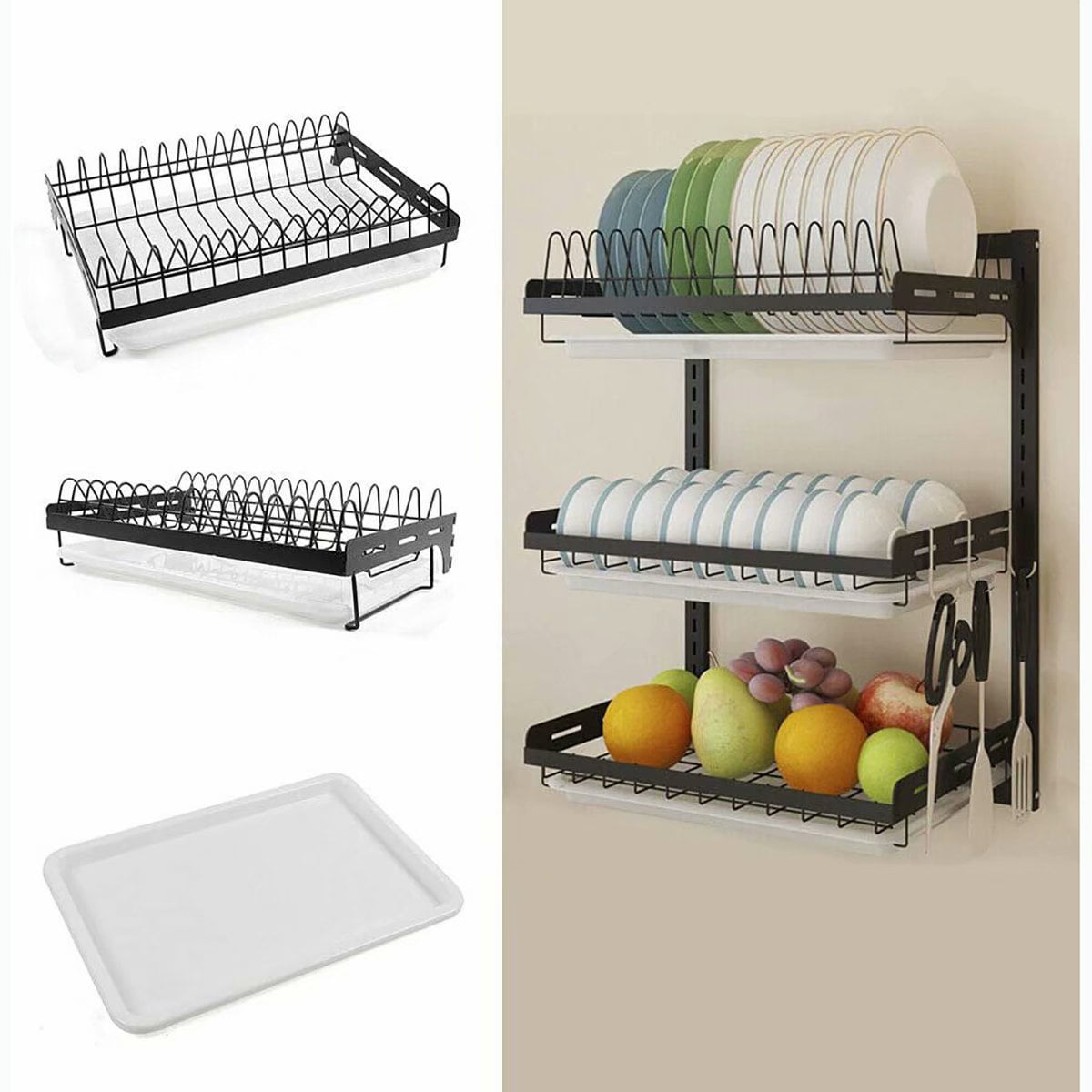Featured image of post Wall Mounted Dish Drying Rack Wall Mounted Kitchen Rack : This rack can be mounted on a wall or behind a door, and it&#039;s one of only a couple we found with counter space is at a premium in a small kitchen, and a small but mighty dish rack that holds a full this rack provides lots of drying space, mounts on the wall, and folds into itself for compact storage.