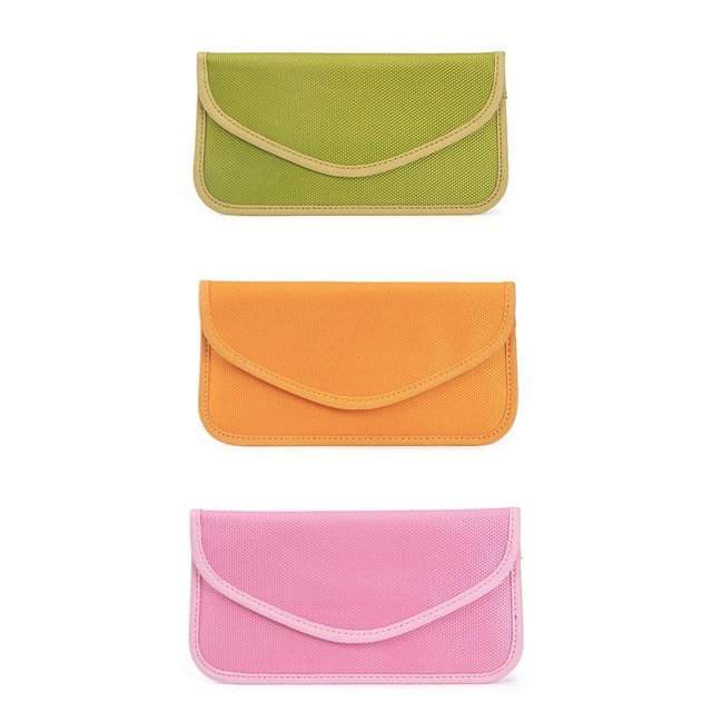 DEBGFS Signal Blocking Bag, Techion 3 Pack RFID Bag Shield Pouch Cage Box Wallet Case for Cell Phone and Car Key FOB, Privacy Protection, Anti-Hacking,Green Pink Orange