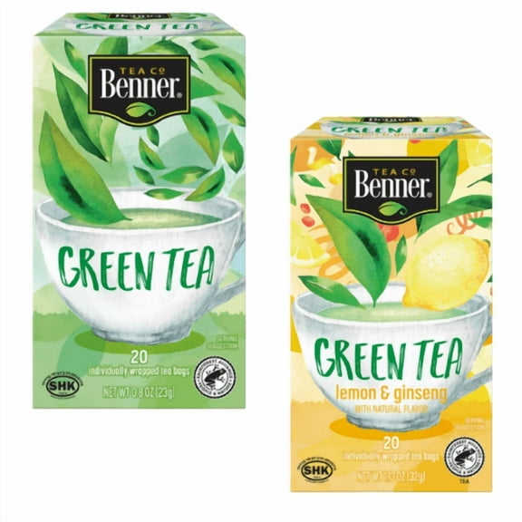 Benner Green Tea Variety Pack, 2 Packs, 20 Count