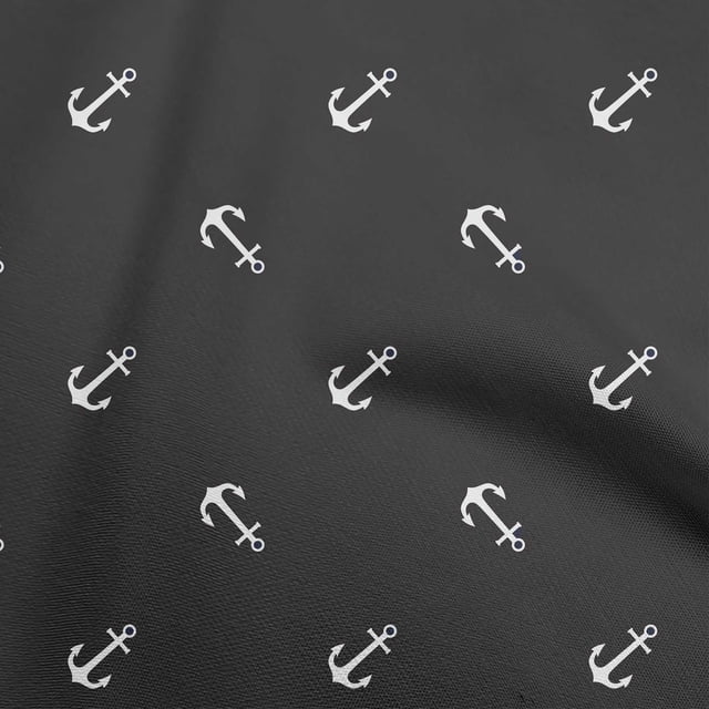 oneOone Velvet Dark Gray Fabric Nautical Anchor Sewing Craft Projects Fabric Prints By Yard 58 Inch Wide