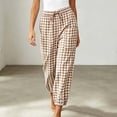 thumbnail image 6 of VBVC Women's Y2K Gingham Drawstring Jogger Pants , Casual Plaid Lounge Pants For Women , Ladies' Button Hem Trousers with Pockets, Khaki , S-2XL, 6 of 7