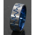 thumbnail image 4 of 8mm Flat Titanium Ring with a Milled Heartbeat Anodized in Blue, 4 of 4