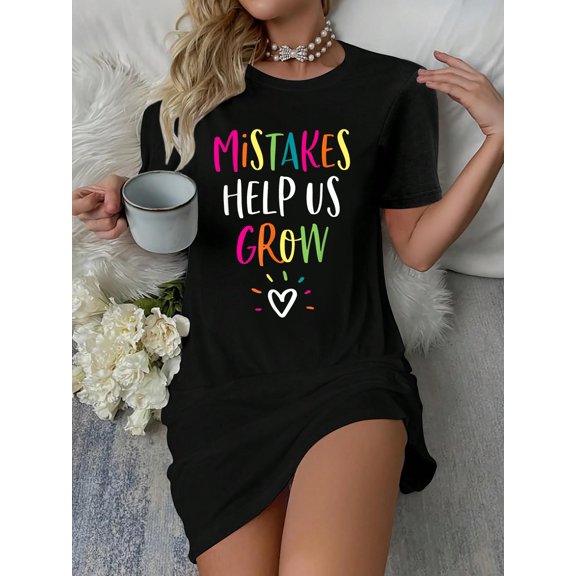 Growth Mindset Positive Back to School Teacher Student T-Shirt Dress Casual Summer Dress Everyday Outfit