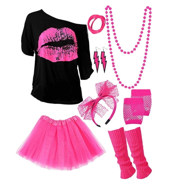 80s 90s Disfraz Tema Fiesta Accesorios Ropa Neon Fiesta Carnaval Mujeres Niñas