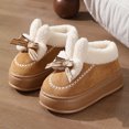 thumbnail image 3 of Zapatillas de algodón de tacón alto y suela gruesa para el hogar de las mujeres Zapatillas de conejo lindas de estilo coreano de invierno más terciopelo para mantener el calor y antideslizantes para a, 3 of 5