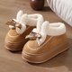 thumbnail image 3 of Zapatillas de algodón de tacón alto y suela gruesa para el hogar de las mujeres Zapatillas de conejo lindas de estilo coreano de invierno más terciopelo para mantener el calor y antideslizantes para a, 3 of 5
