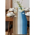 thumbnail image 2 of Ombre Blue Brown Wood Table Runners 120 Inches Long, Cotton Linen Fabric Table Runner Dresser Scarf, Gradient Country Rustic Grain Tablerunner for Party/Kitchen/Dinner/Wedding Decor 13''x120'', 2 of 7