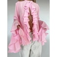 thumbnail image 2 of Camisa de gasa con volantes para mujer, blusa elegante con mangas acampanadas para mujer, ropa de otoño 2024 para mujer, 2 of 5