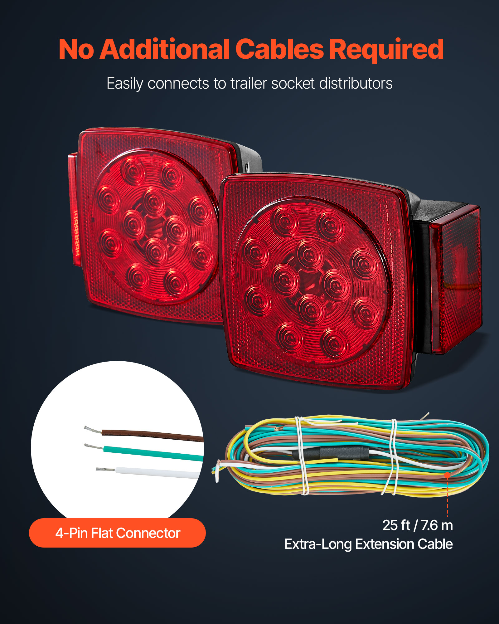 VEVOR Trailer Lights, 12V LED Trailer Tail Lights Kit with Stop Brake Turn Tail License Plate Clearance Lamp, Waterproof Tow Lighting Kit with Wiring Harness for Boat Truck Camper RV Snowmobile Bus
