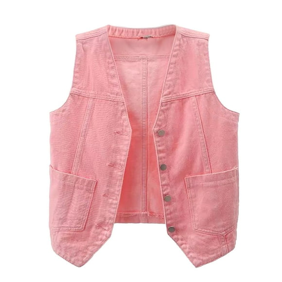2025 Womens Sleeveless Denim Over Sized Jean Jackets Vest V Neck Button Divided Sky Jacket Down Jean Jacket