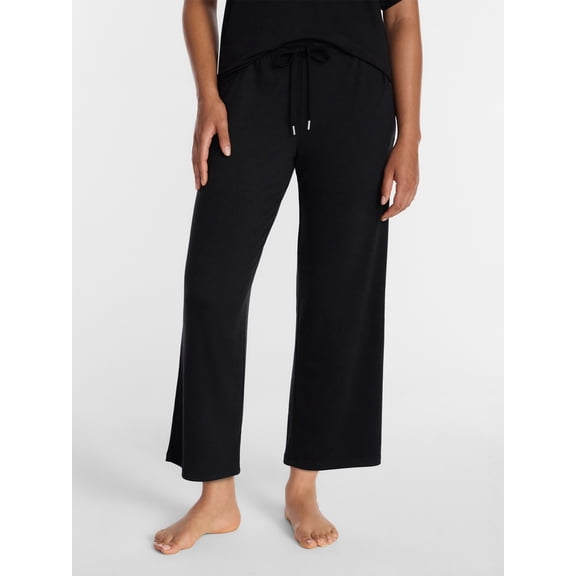 Joyspun Women's French Terry Knit Sleep Capri Pants, 25” Inseam, Sizes XS-3X