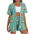 thumbnail image 2 of LEWKW 3 Piece Vacation Outfits for Women Flower Print Kimono Cardigan & Shorts Sets Summer Beach Lounge Wear Boho Floral Matching Cover up Suits, 2 of 6