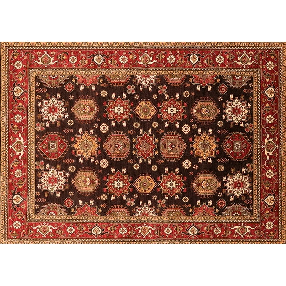 Ahgly Company Indoor Rectangle Oriental Orange Industrial Area Rugs, 4' x 6'
