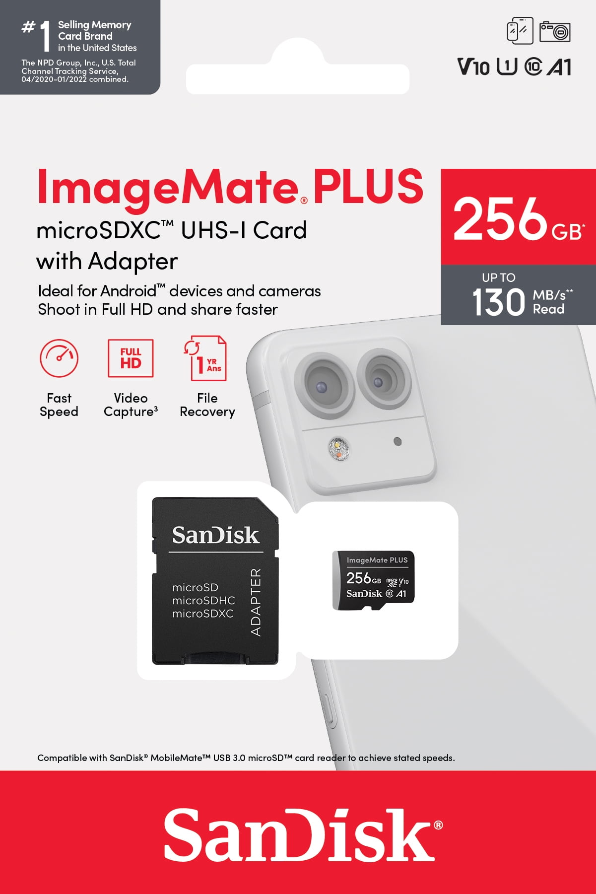 SanDisk 256GB ImageMate Plus microSDXC UHS-1 Flash Memory Card