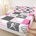 thumbnail image 3 of Homewish Eat Sleep Volleyball Twin Sheet Sets 3pcs for Female Men Adults,Geometric Plaid Grid Twin Fitted Sheet Microfiber,Sport Theme Breathable Flat Sheet,Luxury Bedroom Decor, 3 of 7