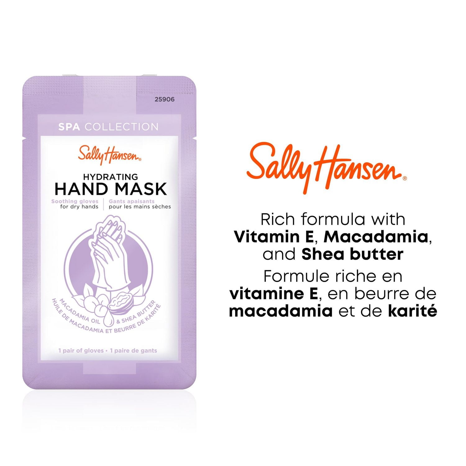 Sally Hansen Hydrating hand mask, Infused with a rich formula with Vitamin E, Macadamia, and Shea Butter, instantly relieves dry hands