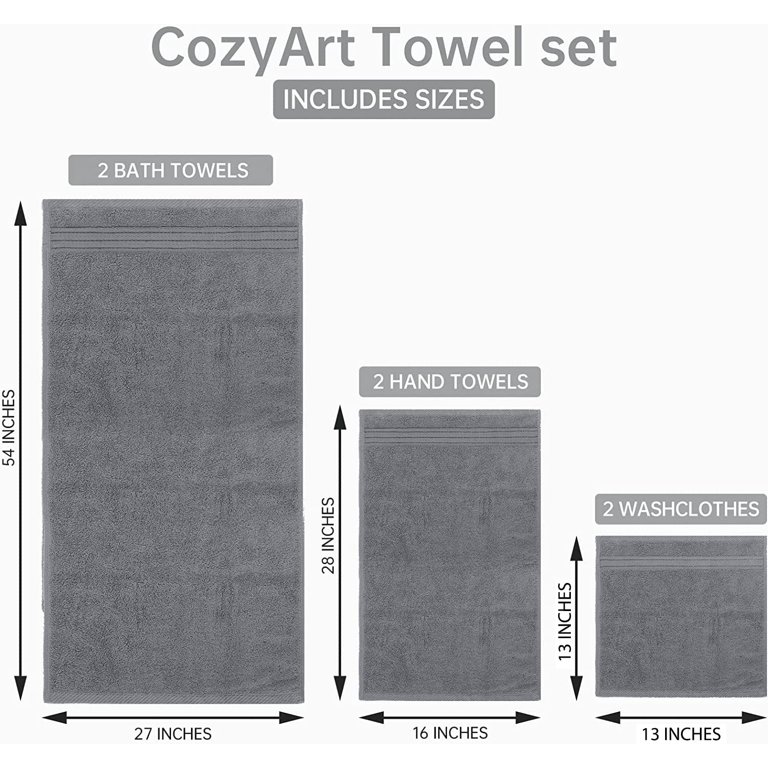 COZYART White Bath Towels Set, Turkish Cotton Hotel Large Bath