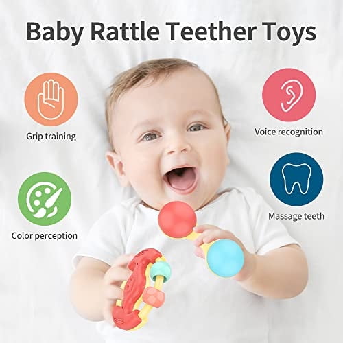 Eners 16 Pzas Sonajero para Bebés Juguetes para Dientes, Agarrar y Girar Sonajeros para Be eners eners