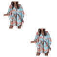 thumbnail image 2 of Vestido corto con cordones para mujer Sonducket Cuello en V profundo Estampado Mini vestido Playa Vacaciones, 2 of 6