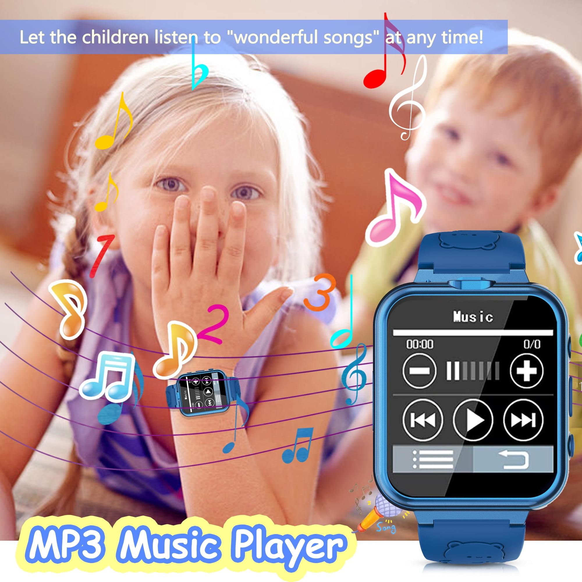 Kids Game Smart Watch for Boys Girls, 24 Games 5 Languages 3 Alarms 2 Cameras Music Torch Pedometer Calendar, 1 Count