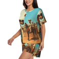 thumbnail image 3 of Womens Pajama Sets With Pocket, Western Desert Cowboy Lounge Sets Short Sleeve Sleepwear PJ Sets for Women, 3 of 6