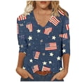 thumbnail image 5 of 3/4 Sleeve V Neck USA Patriotic Shirt for Women 4th of July America Stars Stripes Flag Tops 2026 Independence Day Tee, 5 of 7