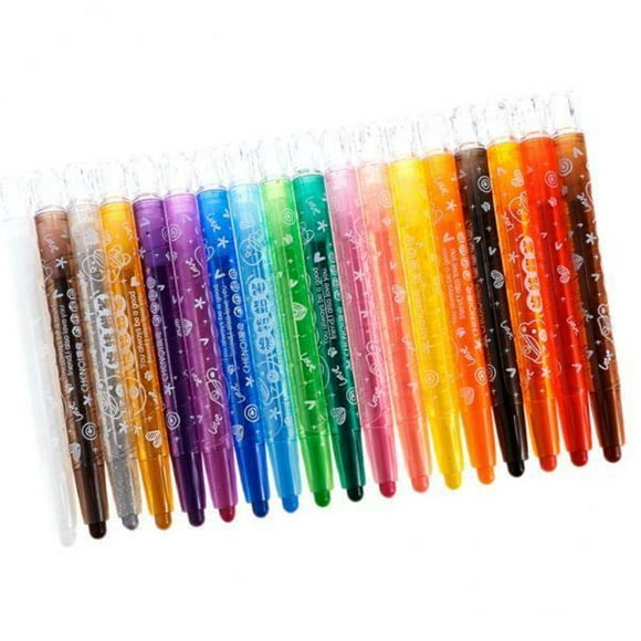 18 Couleurs/ensemble Lot de Dessins Craies de Cire Torsadables Sans Pelage Non Toxiques Craies de Cire Inodores Torsadables Craies de Cire de Coloration Lisses Fournitures Scolaires